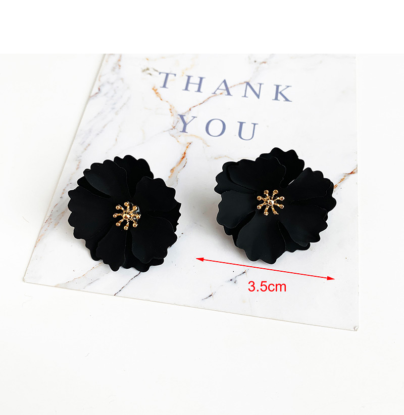 Fashion Black Alloy Flower Earrings,Stud Earrings