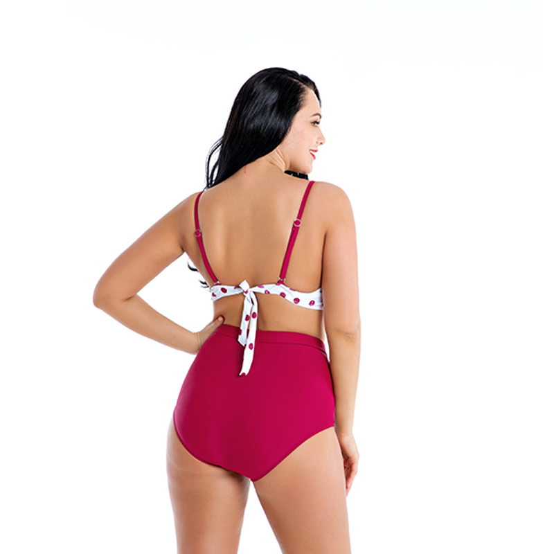Fashion Red High Waist Point Bikini,Swimwear Plus Size