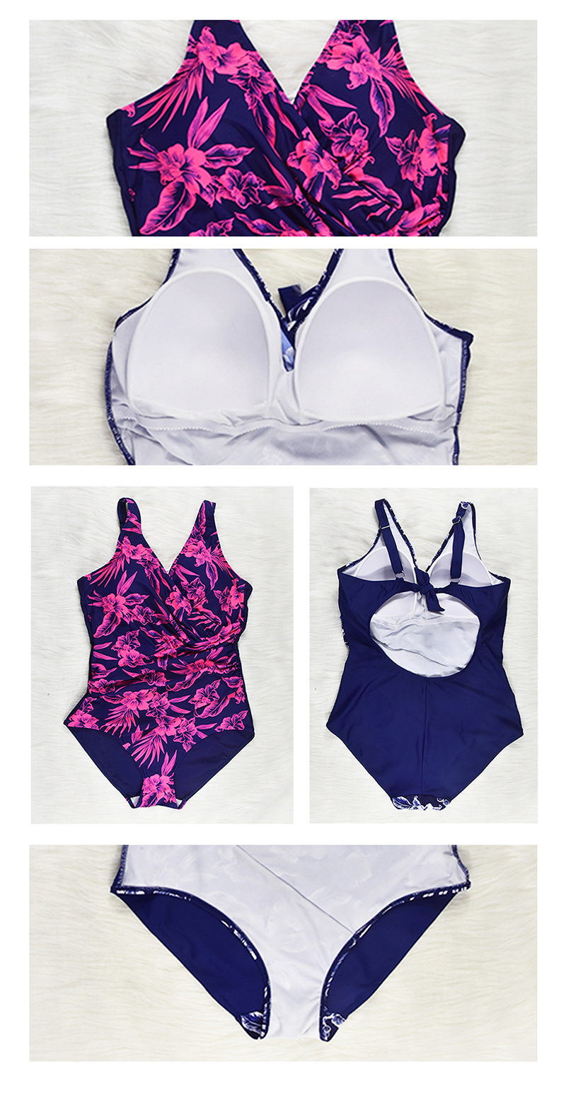 Fashion Purple One-piece Swimsuit,Swimwear Plus Size