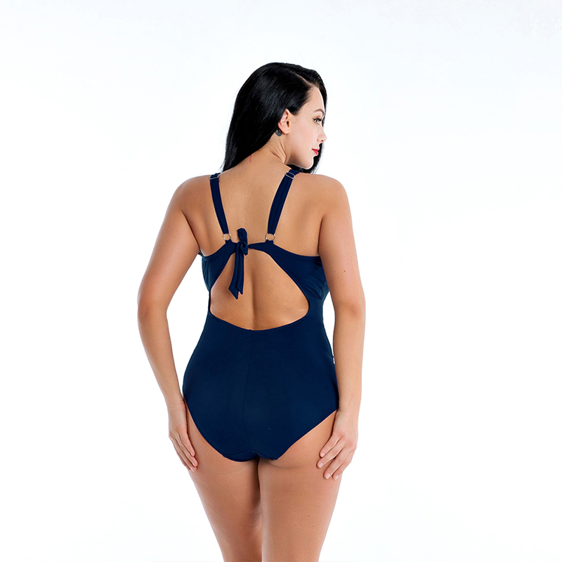 Fashion Blue Cross-piece Swimsuit,Swimwear Plus Size