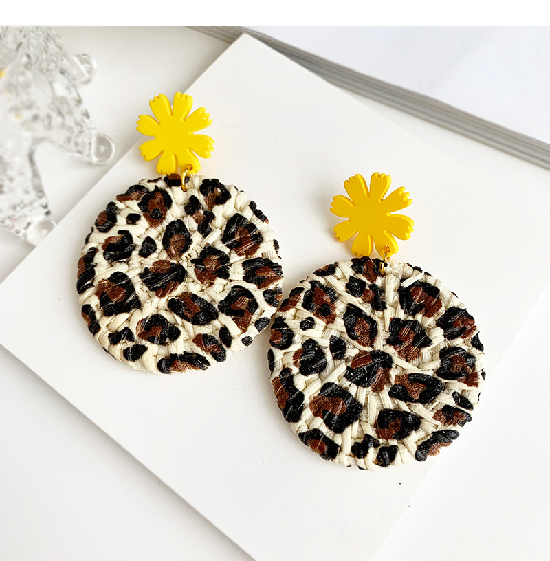 Fashion Leopard Alloy Woven Wood Vine Flower Round Earrings,Drop Earrings