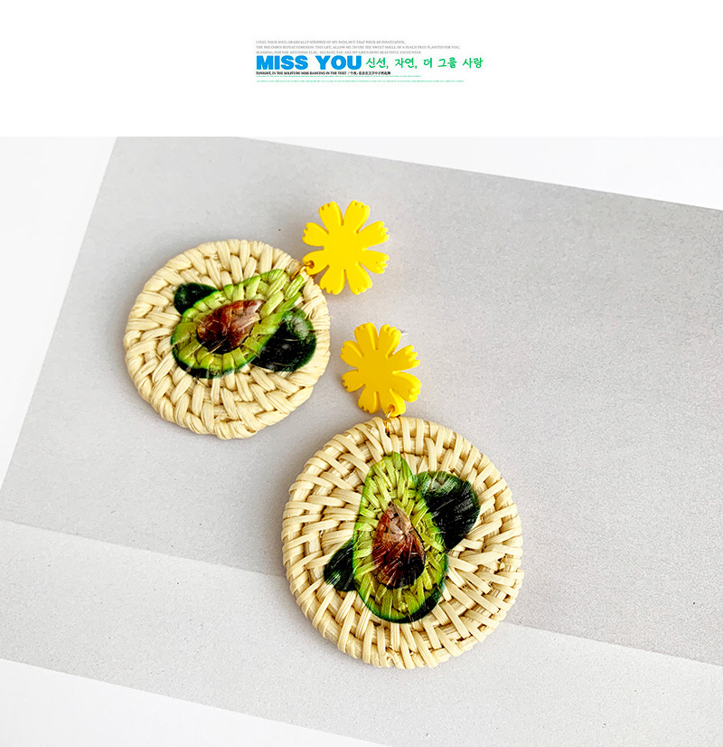 Fashion Pineapple Alloy Woven Wood Vine Flower Round Earrings,Drop Earrings