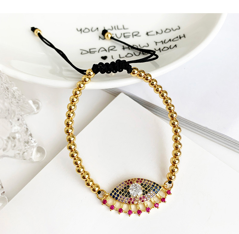 Fashion Gold Copper Inlaid Zircon Beaded Eye Bracelet,Bracelets