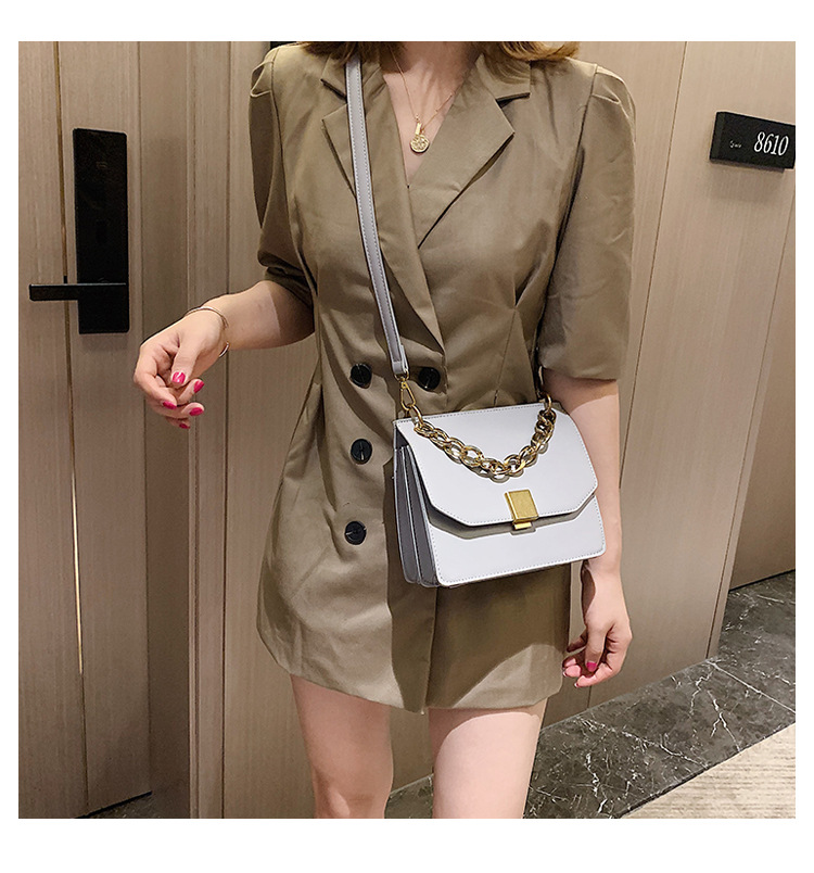Fashion Brown Chain Lock Single Shoulder Diagonal Handbag,Handbags