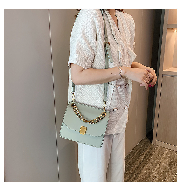 Fashion Blue Chain Lock Single Shoulder Diagonal Handbag,Handbags