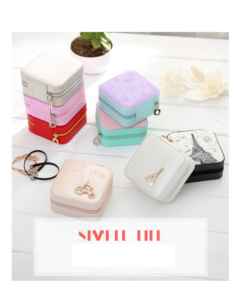 Fashion Single Layer Loose Powder Pu Single Layer Jewelry Box,Home storage
