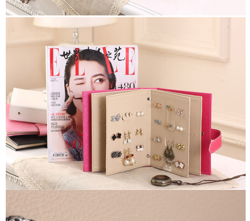 Fashion Pink Full Leather Jewelry Box,Home storage