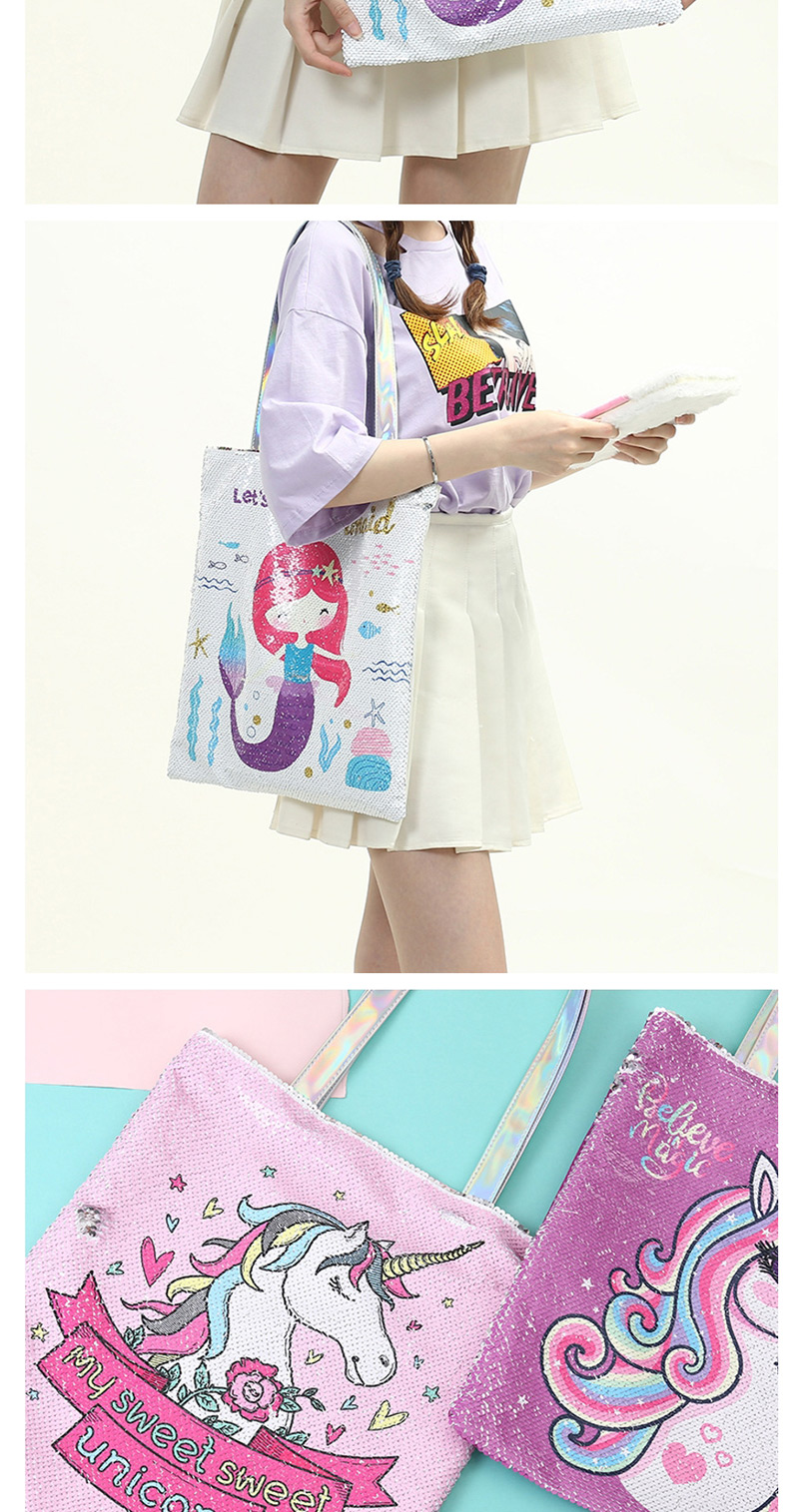 Fashion Purple Solitary Cartoon Sequins Shoulder Portable Diagonal Package,Notebook/Agenda