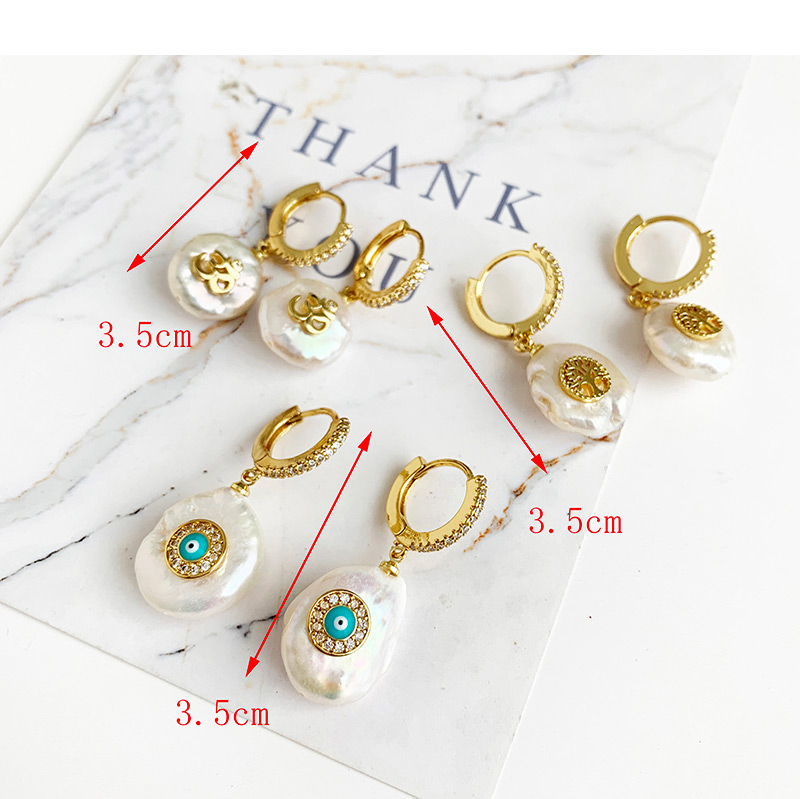 Fashion Gold Copper Inlaid Zircon Pearl Geometric Number 30 Earrings,Earrings