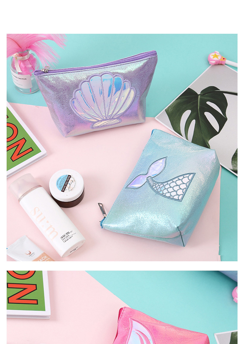 Fashion Pink Pu Laser Mermaid Embroidered Pencil Case,Pencil Case/Paper Bags