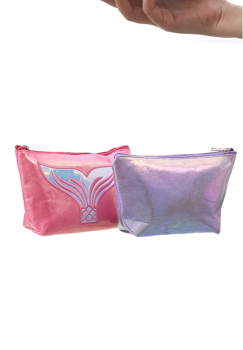 Fashion Pink Pu Laser Mermaid Embroidered Pencil Case,Pencil Case/Paper Bags