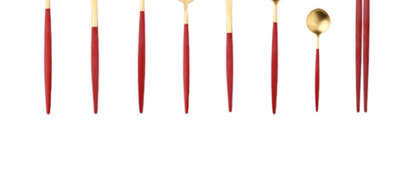 Fashion Red Gold 4 Piece Set + Gift Box Titanium-plated 304 Stainless Steel Cutlery Set 4 Piece Set,Kitchen