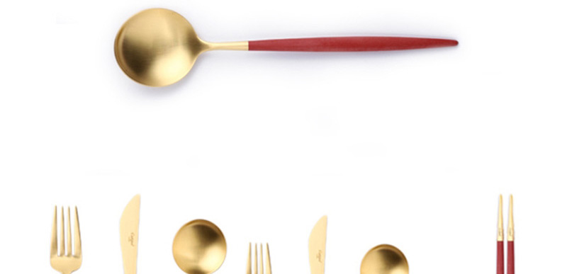 Fashion Red Gold Coffee Spoon Titanium-plated 304 Stainless Steel Cutlery Set 4 Piece Set,Kitchen
