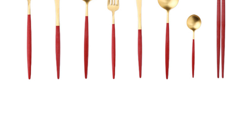 Fashion Red Gold Fork Titanium-plated 304 Stainless Steel Cutlery Set 4 Piece Set,Kitchen