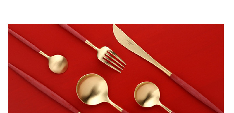 Fashion Red Gold Dinner Spoon Titanium-plated 304 Stainless Steel Cutlery Set 4 Piece Set,Kitchen