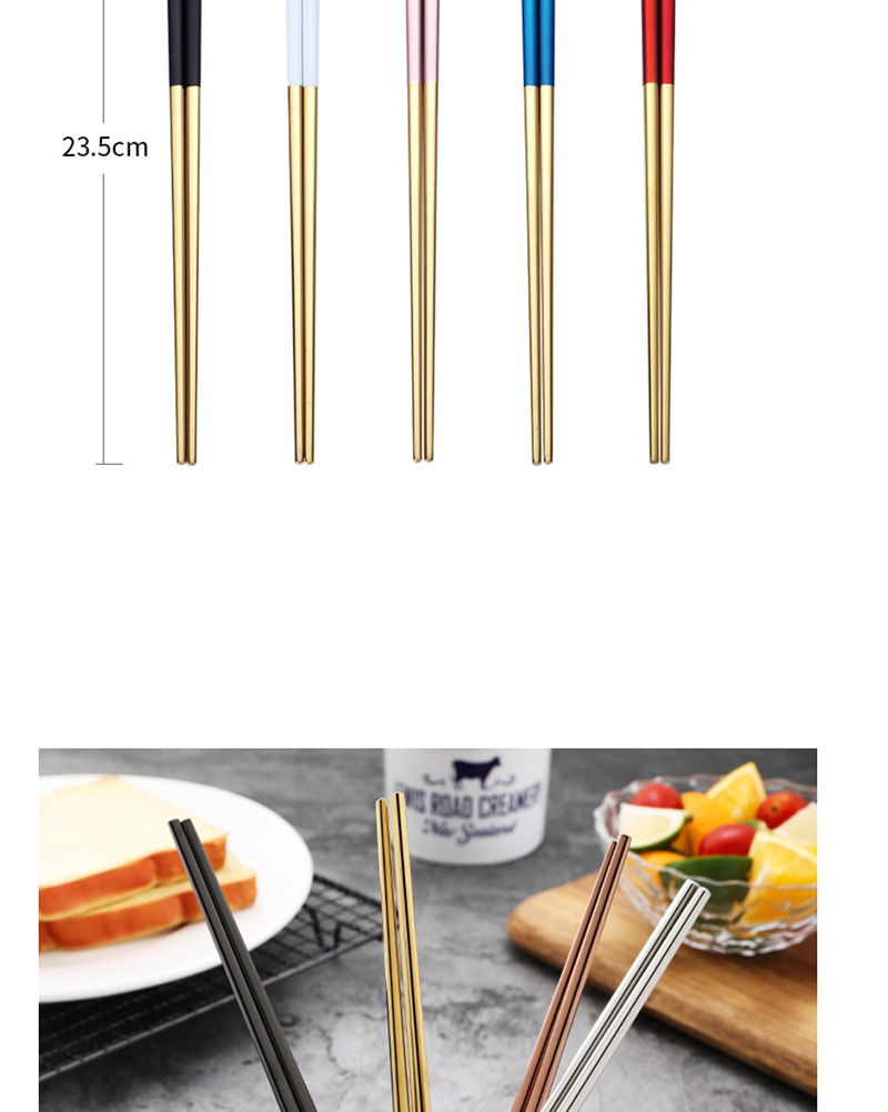 Fashion Black Gold Chopsticks 304 Stainless Steel Black Titanium Gold Square Anti-hot Chopsticks Set,Household goods