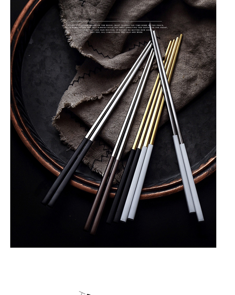 Fashion Pink Gold Chopsticks 304 Stainless Steel Black Titanium Gold Square Anti-hot Chopsticks Set,Kitchen