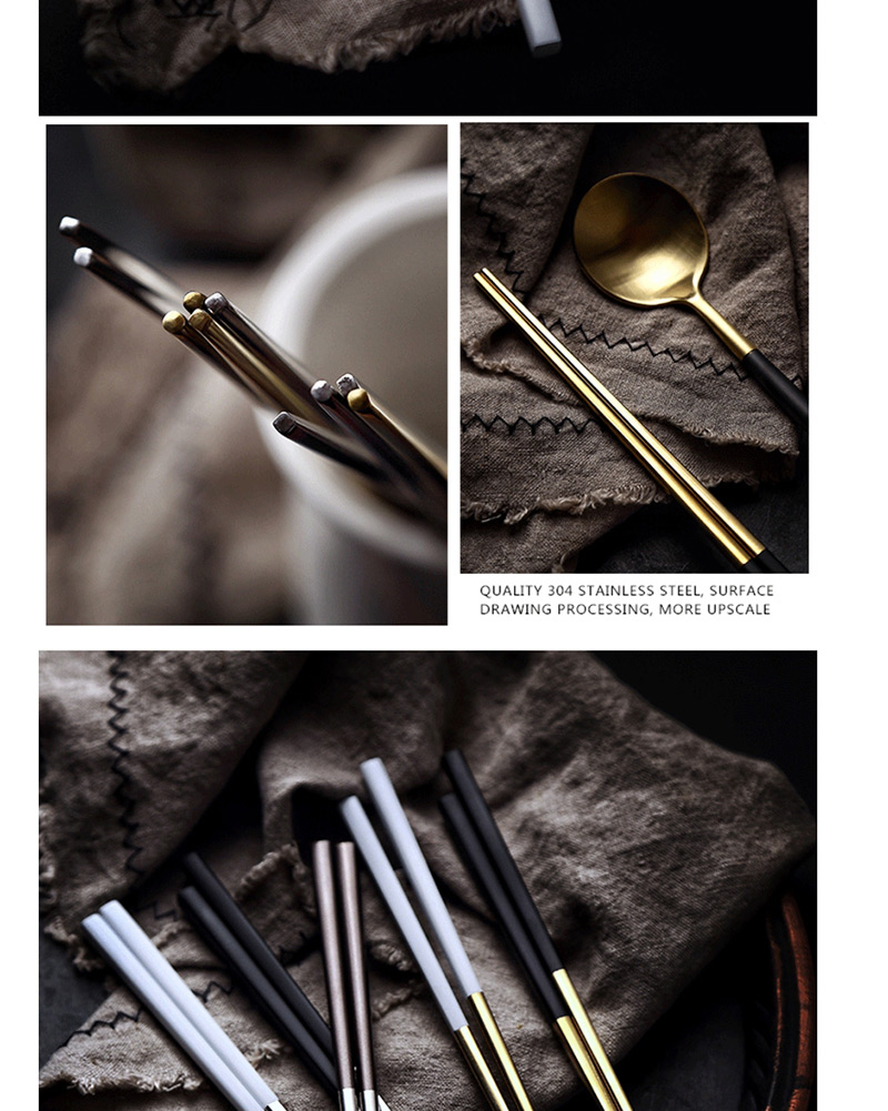 Fashion Black Silver Chopsticks 304 Stainless Steel Black Titanium Gold Square Anti-hot Chopsticks Set,Household goods
