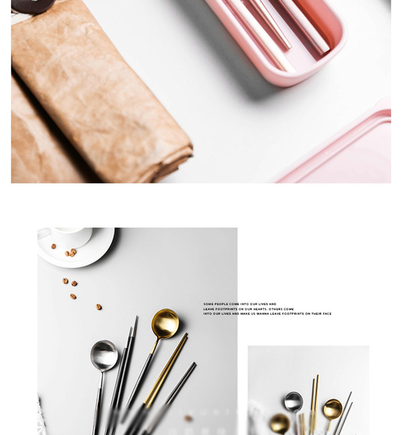 Fashion Pink Box + Pink Spoon Chopsticks 304 Stainless Steel Portable Tableware Chopsticks Spoon Three-piece,Kitchen
