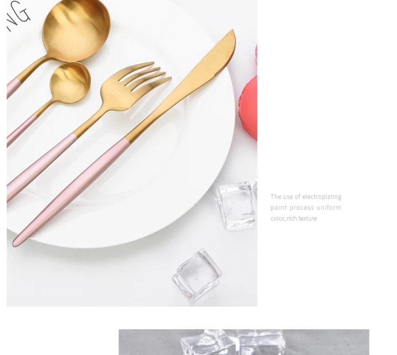 Fashion Powder Silver Knife 304 Stainless Steel Knife And Fork Spoon Brushed Tableware Three-piece Suit,Kitchen