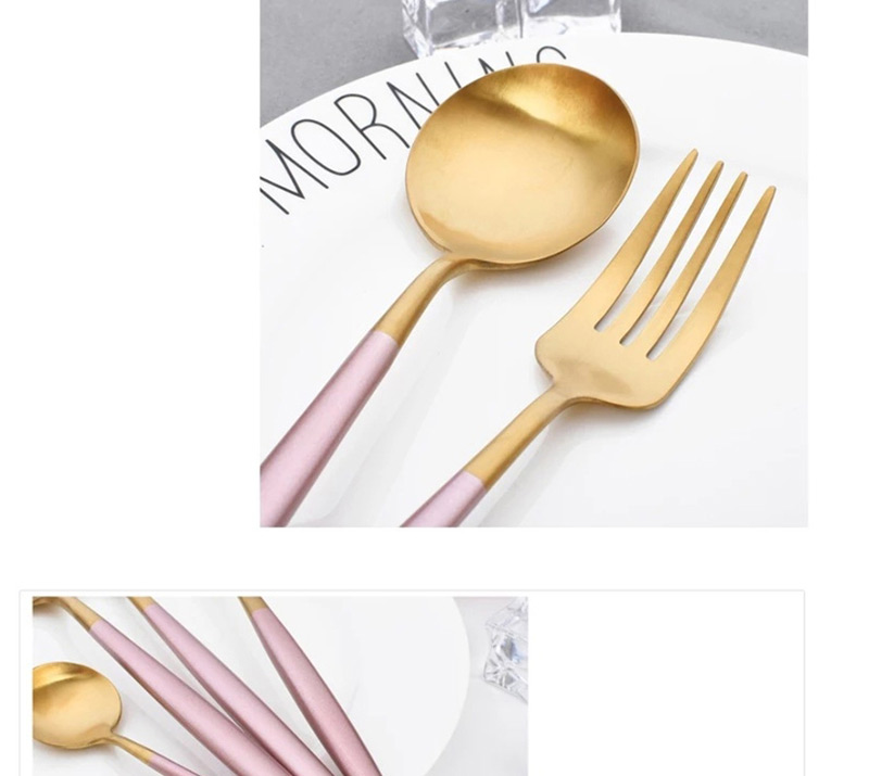 Fashion Powder Gold 4 Piece Set 304 Stainless Steel Knife And Fork Spoon Brushed Tableware Three-piece Suit,Household goods
