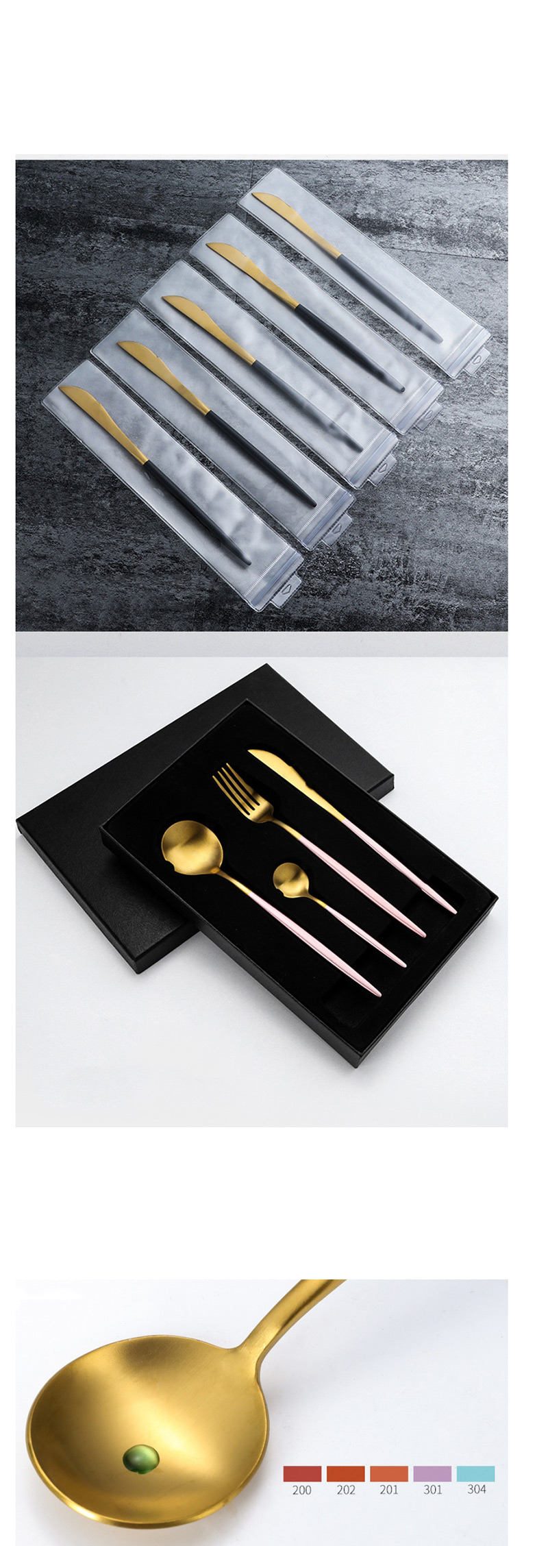 Fashion Platinum 4 Piece Set (cutlery Spoon + Chopsticks) 304 Stainless Steel Cutlery Cutlery Set,Kitchen