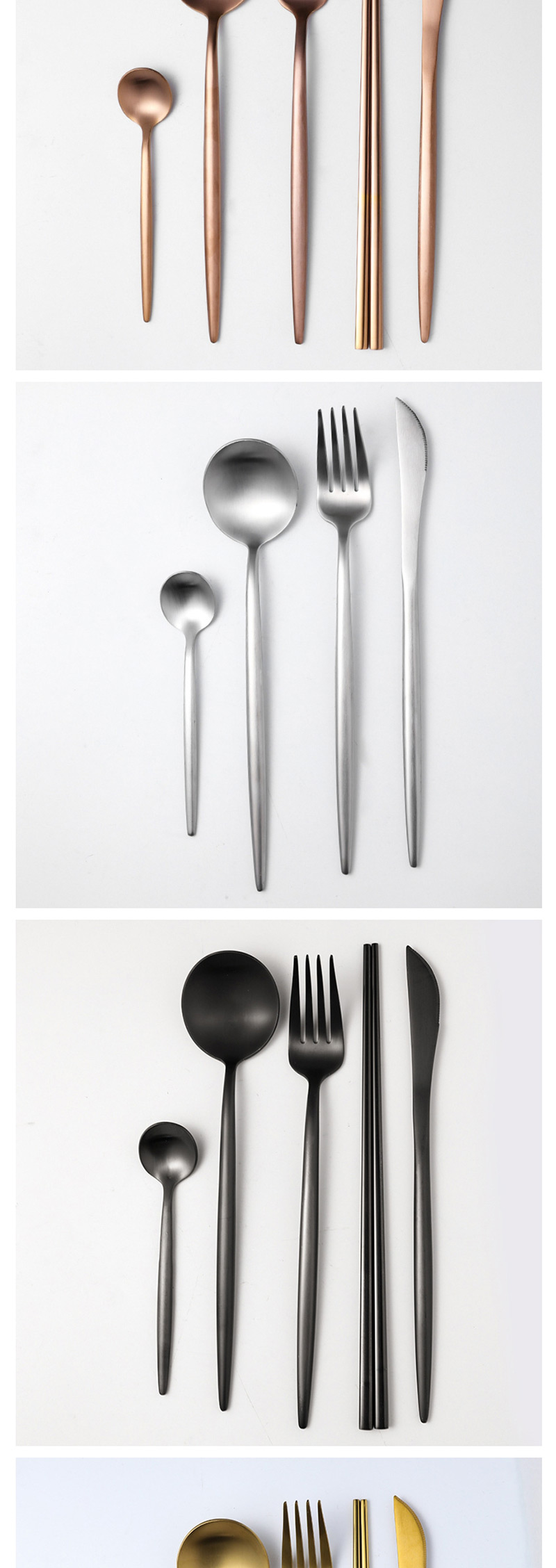 Fashion Silver Set Of 4 (cutlery Spoon + Coffee Spoon) 304 Stainless Steel Cutlery Cutlery Set,Household goods