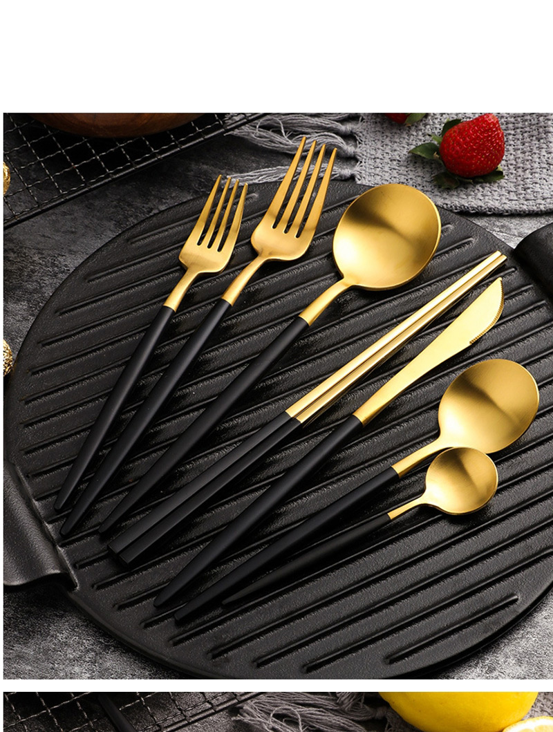 Fashion Black Gold Dessert Fork 304 Stainless Steel Cutlery,Kitchen