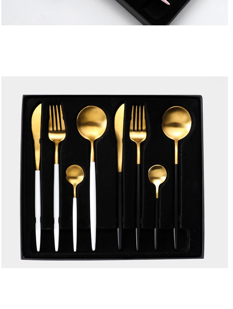 Fashion Black Gold Dessert Spoon 304 Stainless Steel Cutlery,Kitchen