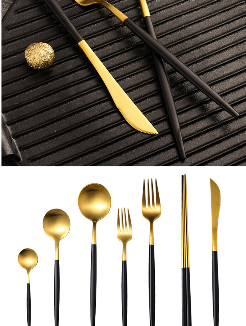 Fashion Black Gold Dessert Spoon 304 Stainless Steel Cutlery,Kitchen