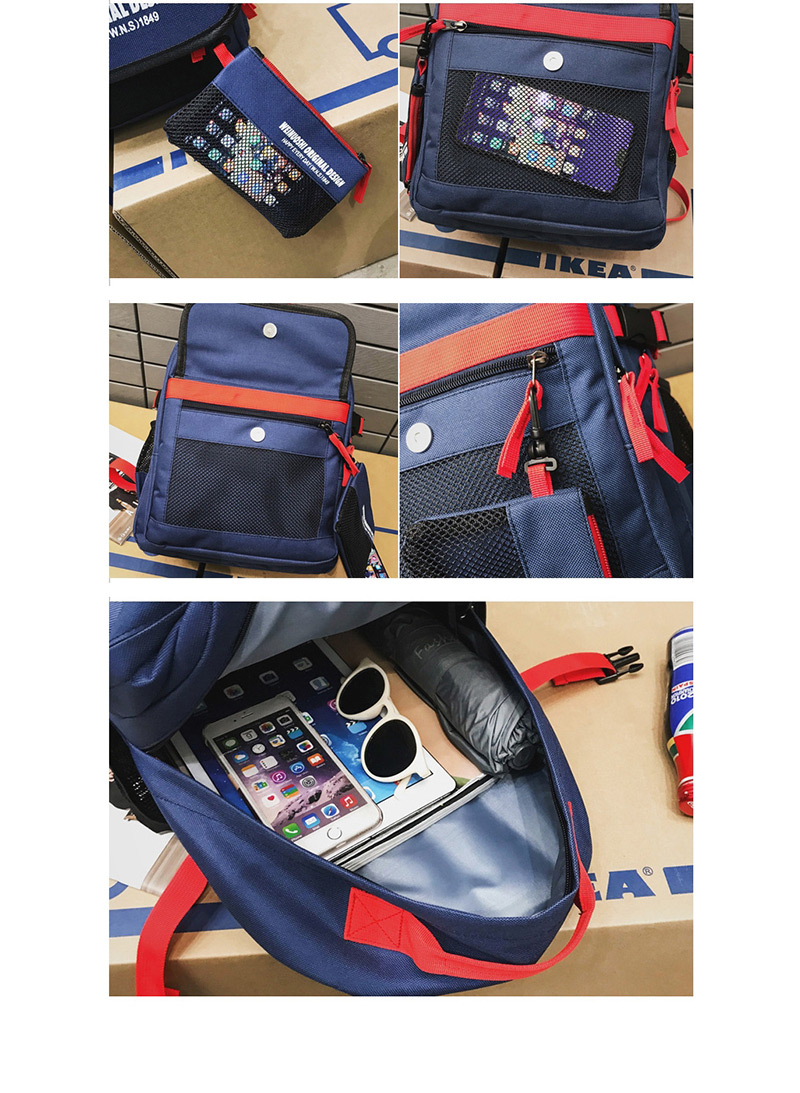 Fashion Blue Alphanumeric Printed Oxford Net Bag Backpack,Backpack