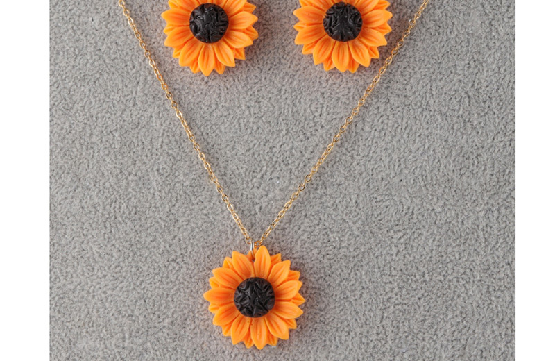 Fashion 18mm Orange Sun Flower Stud Earrings Set,Jewelry Sets
