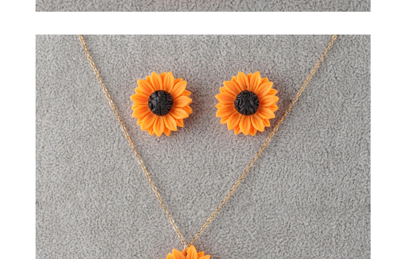 Fashion 15mm Orange Sun Flower Stud Earrings Set,Jewelry Sets