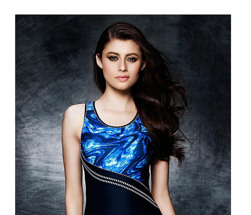 Fashion Blue Racing Bodysuit Swimsuit,Cover-Ups