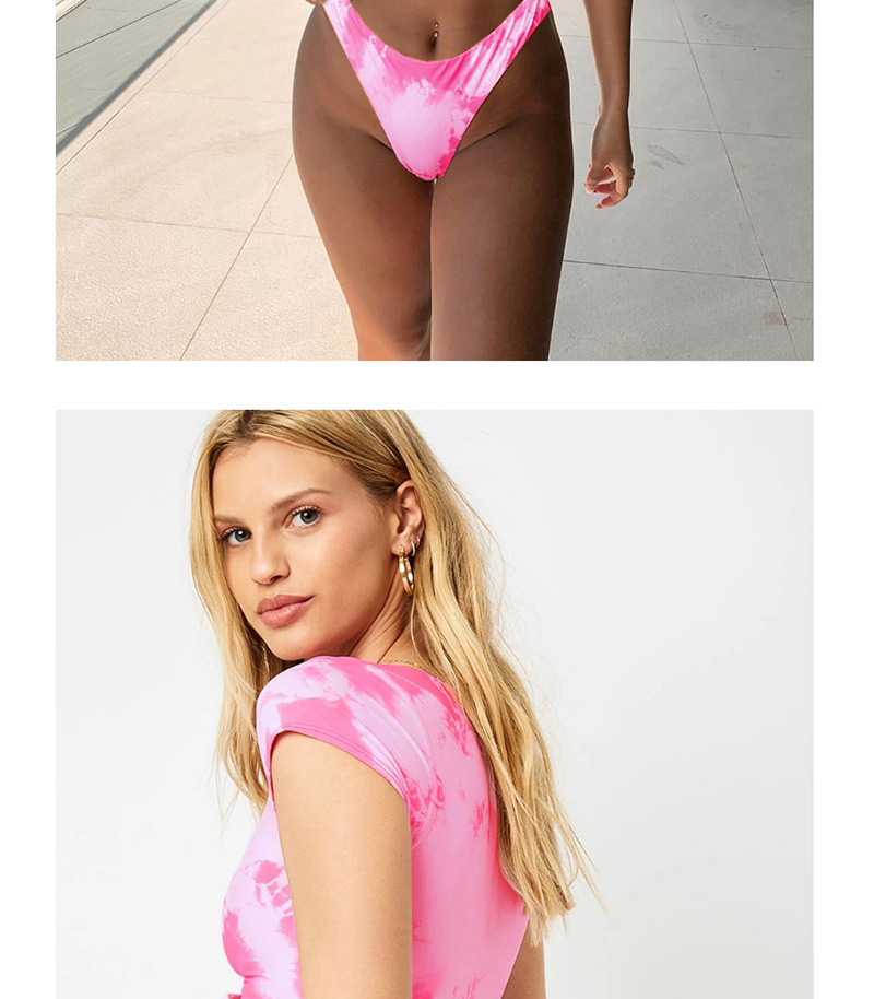 Fashion Pink Gradient Split Swimsuit,Swimwear Sets