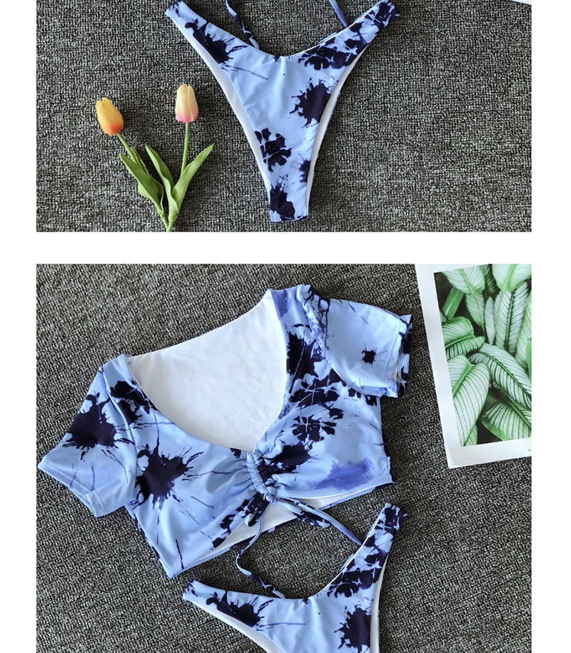Fashion Blue Gradient Split Swimsuit,Swimwear Sets