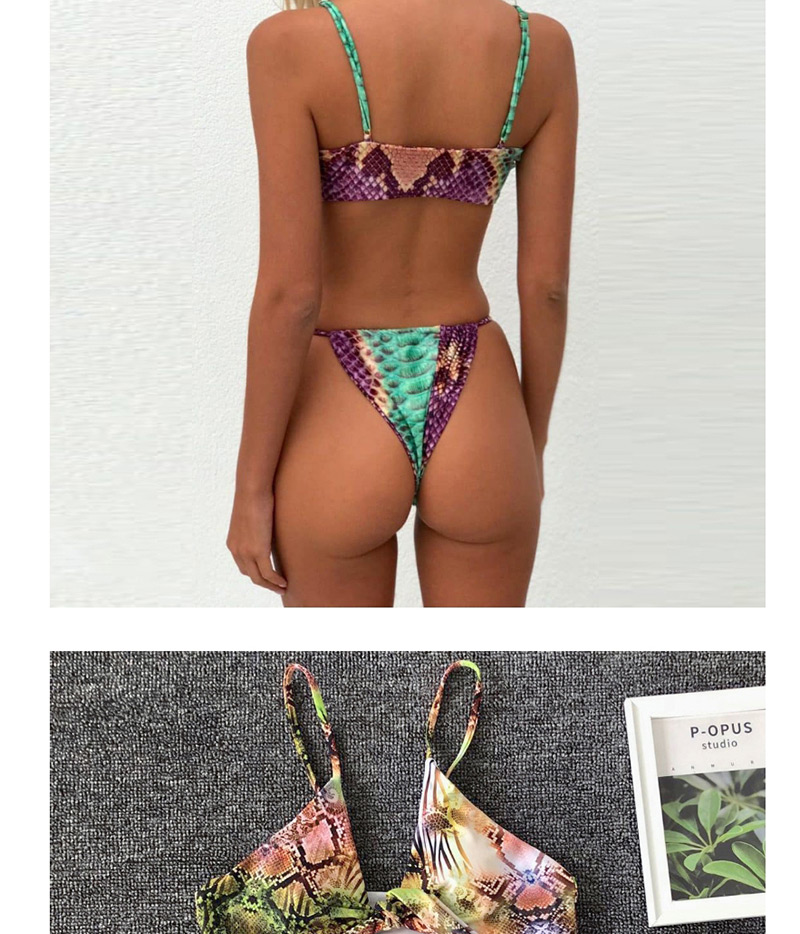 Fashion Yellow Crepe Bow Print Split Swimsuit,Bikini Sets