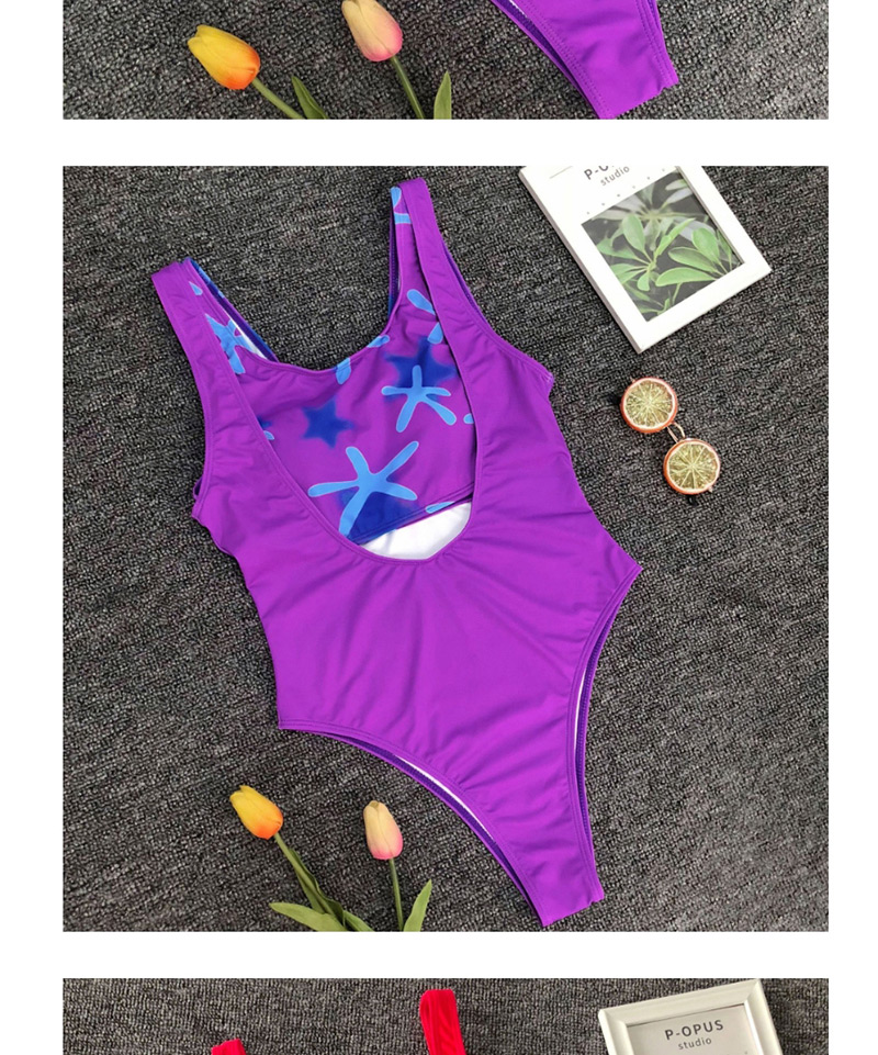 Fashion Purple Printed One-piece Swimsuit,One Pieces