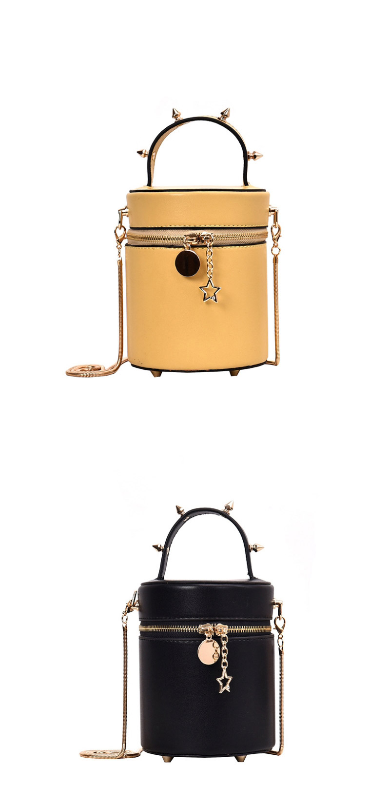 Fashion Yellow Studded Messenger Bag,Handbags