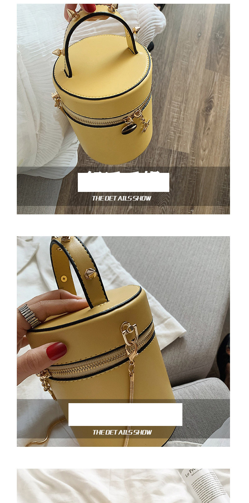 Fashion Yellow Studded Messenger Bag,Handbags