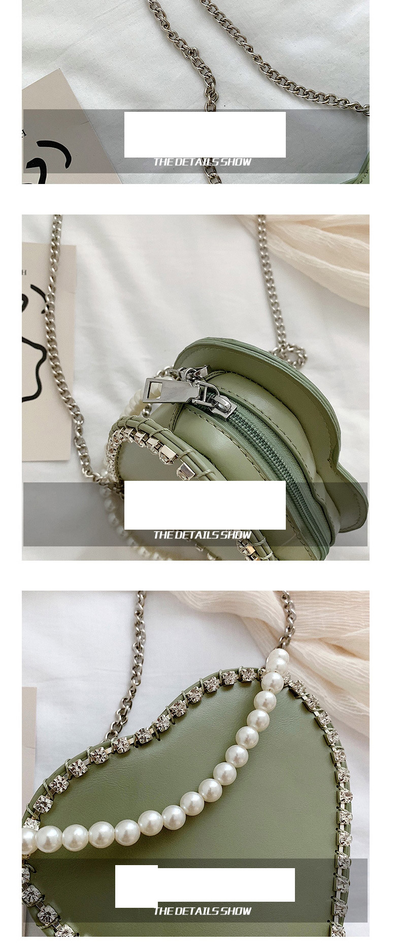 Fashion Black Trumpet Heart-chain Single Shoulder Messenger Bag,Handbags
