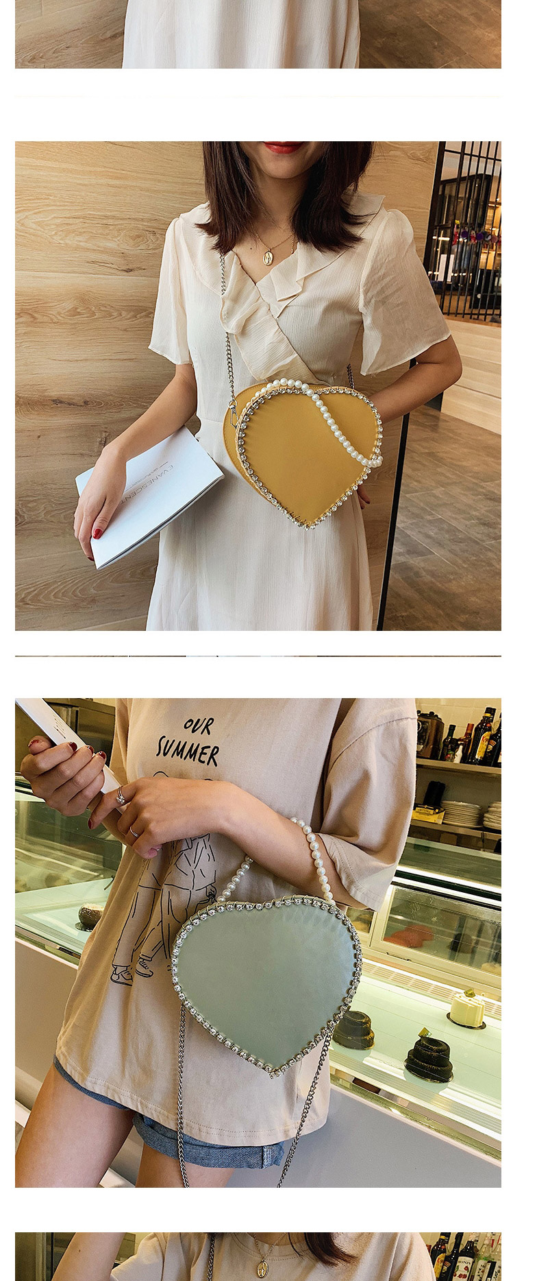 Fashion Yellow Trumpet Heart-chain Single Shoulder Messenger Bag,Handbags