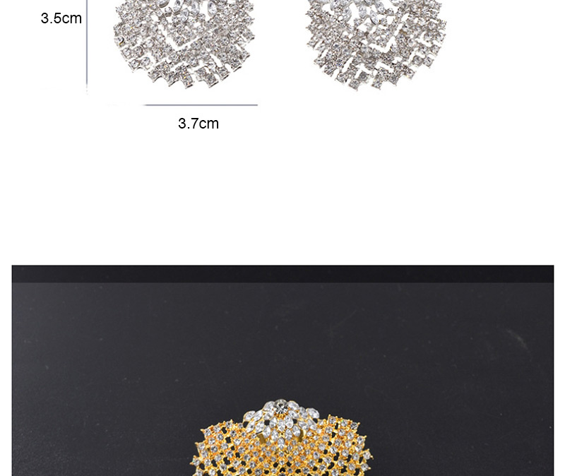 Fashion Silver Full Diamond Geometric Earrings Ring Set,Rings Set