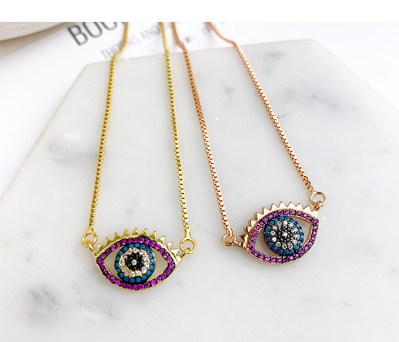Fashion Rose Gold Copper Inlay Zircon Eye Necklace,Necklaces
