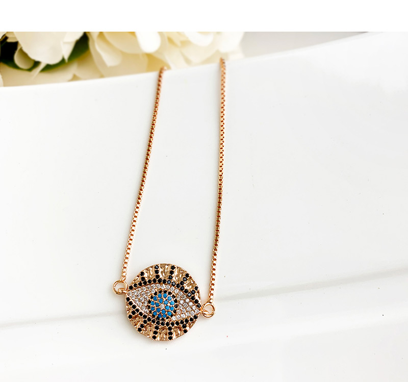 Fashion Rose Gold Copper Inlay Zircon Eye Necklace,Necklaces