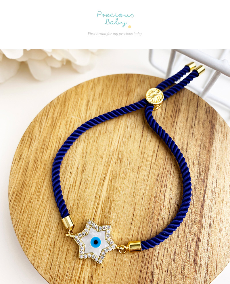 Fashion Blue Copper Inlaid Zircon Braided Rope Hexagonal Eye Bracelet,Bracelets