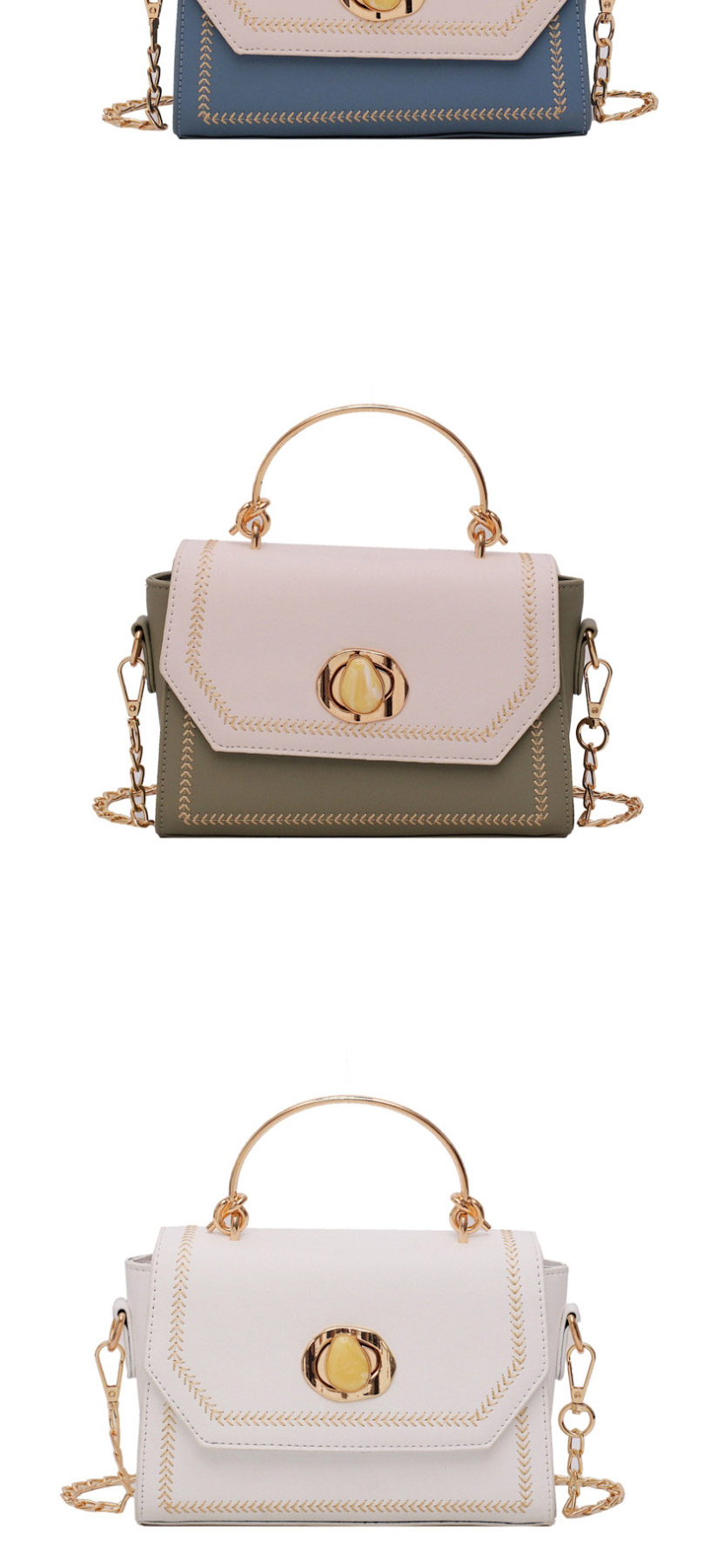 Fashion White Contrast Shoulder Crossbody Chain Bag,Handbags
