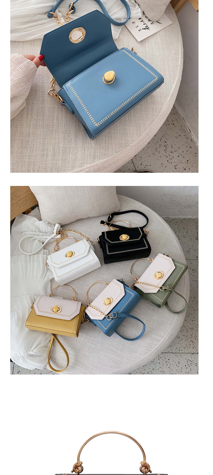 Fashion Yellow Contrast Shoulder Crossbody Chain Bag,Handbags