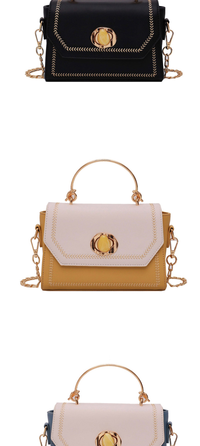 Fashion Yellow Contrast Shoulder Crossbody Chain Bag,Handbags