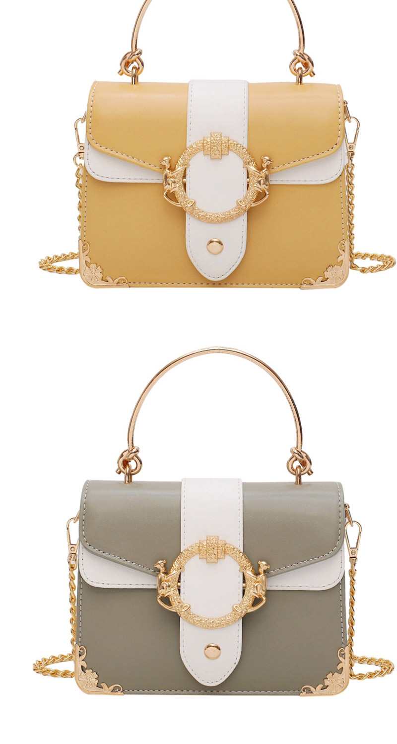 Fashion Large White Chain Contrast Color Shoulder Messenger Bag,Handbags